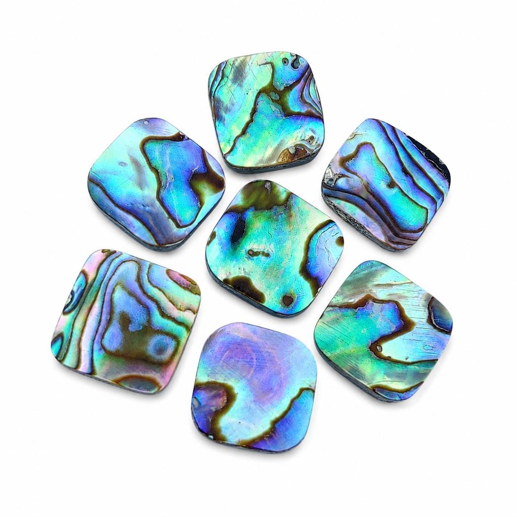 Natural Abalone Shell Cushion Cabochon Lot, Iridescent Multi Color Loose Gemstone for Jewelry Making