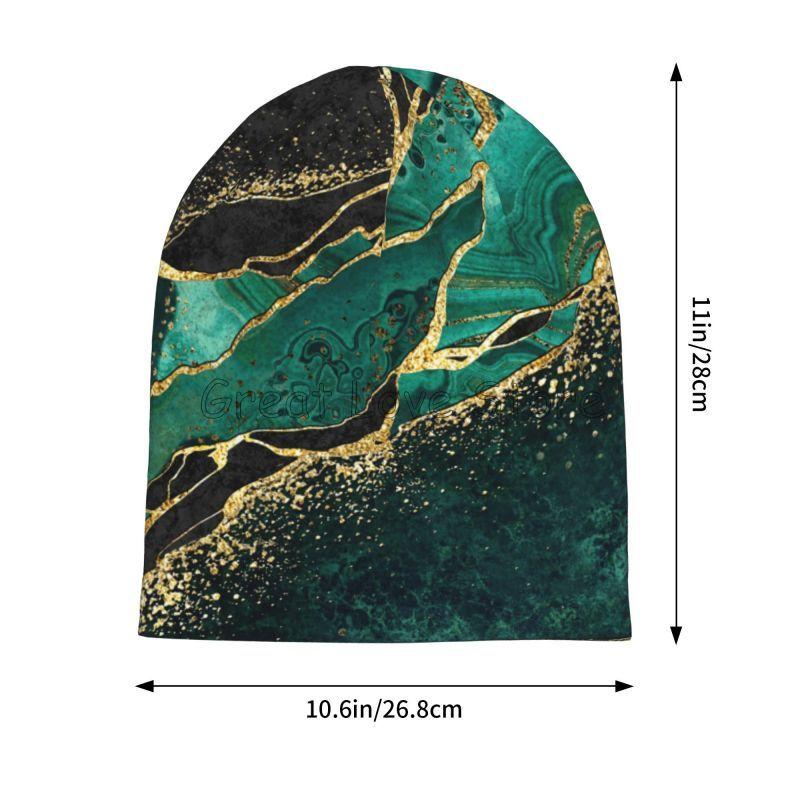 Black Marble Green Malachite Beanie Hat Novelty Unisex Warm Bonnet Cap Adults Knit Hats Headwear Vintage Street Skullies Beanies