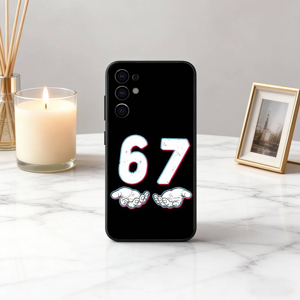Custodia per Telefono Six Seven 67 SS in Silicone Morbido Nero Per Samsung S25,S24,S21,S22,S23,S30,Ultra,S20,Plus,Fe,Lite