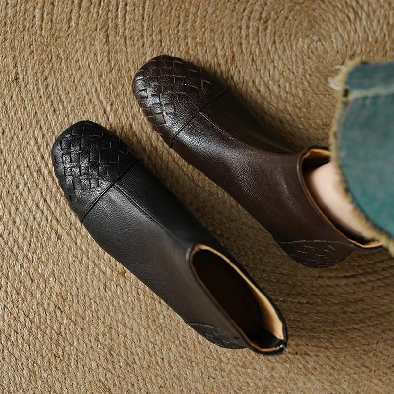 Fashion 2025 NEW Autumn Ankle Boots Genuine Leather Women Shoes Round Toe Zipper Modern Boots Low Heel Chelsea Boots Ladies Shoes