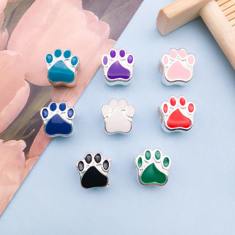 

Drip Oil Cartoon Bear Paw Large Hole Beads for DIY Bracelets - 8 Styles