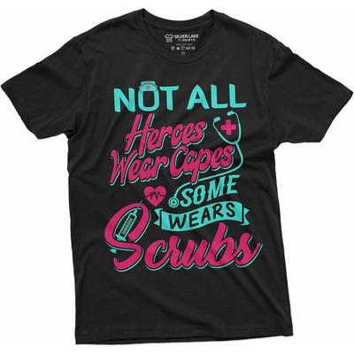 Women's Unisex Nurse T-Shirt Nurses Day Funny Tee Shirt Some Wears Scrubs Medical Worker Shirt