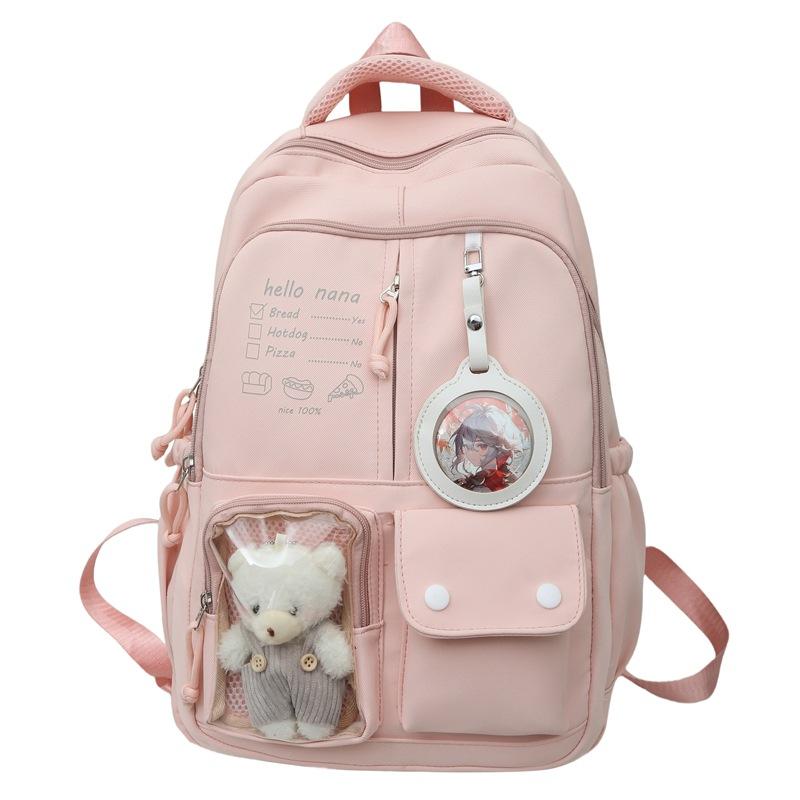 Cute Girl Backpack High School Student Schoolbag Japanese Casual Versatile Travel Contrast Color Large Capacity Backpack Couple