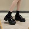 French Platform Black Small Leather Shoes Women's 2025 Autumn and Winter New Retro British Style Heightening Versatile Thick High-heeled Single Shoes