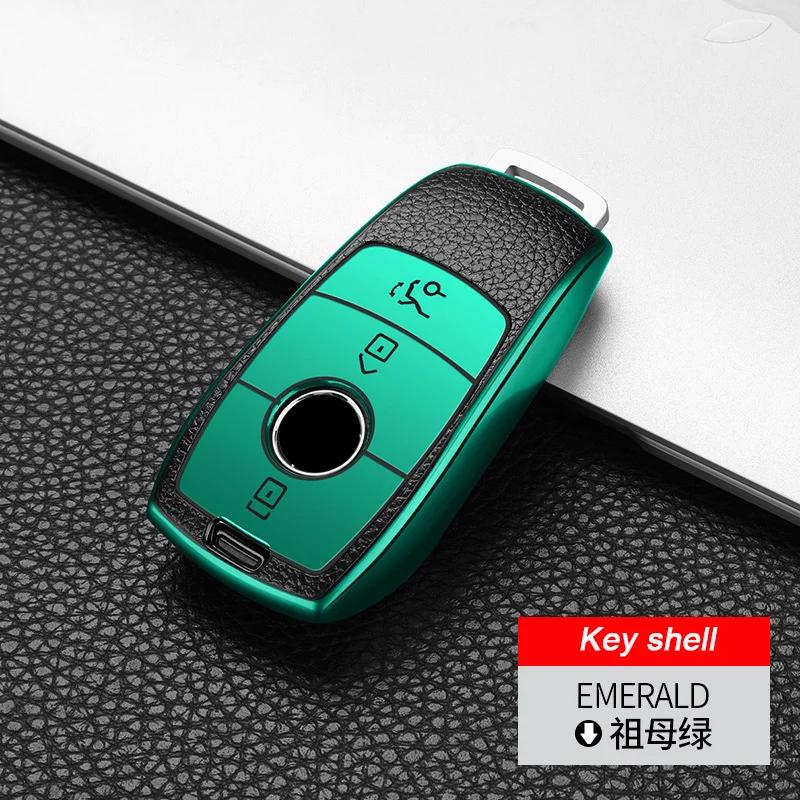 

Styling Mouldings Zinc Alloy Solid Color Key Case For Mercedes Benz Keychain Shell Cover CLS GLA GLB GLC A C E Class GLE W177 W2 зелёный