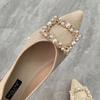 Fashion Pointed Toe Diamond Rhinestone Black Low Heel Elegant Woman Flats with Crystals Shoes for Women Clothing Trend 2025 High Quality