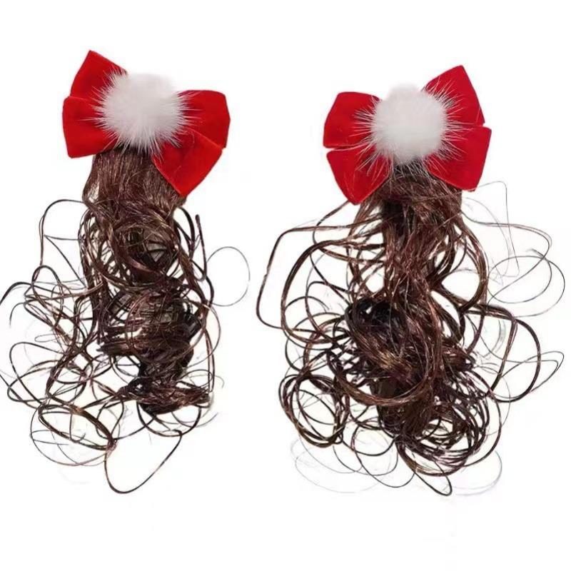 New Year Hair Accessories , Bow Clips, Hair Flowers & Wig Braids, Festive Red Headwear for Kids, Perfect for Chinese New Year.