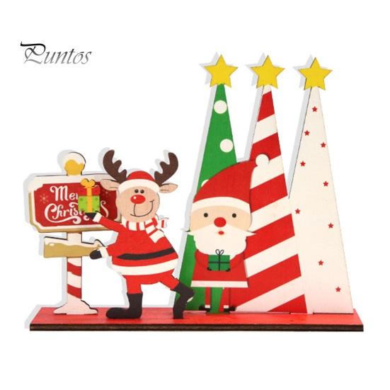Santa Claus Table Centerpiece Wooden Christmas Ornaments, Tabletop Decoration with Snowman Elk Desktop Holiday Decorations Designs for Home Party And