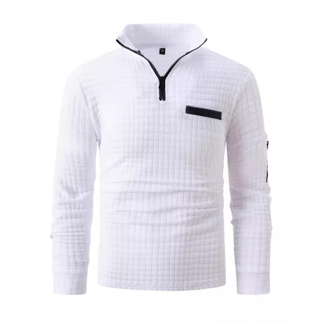 Herren kariertes Polohemd für Frühling/Herbst mit Reißverschlüssen an den Armen