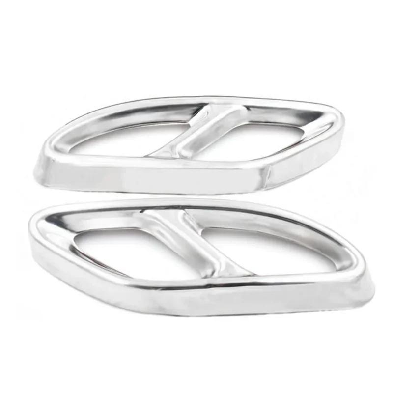 2 pcs stainless steel exhaust pipe trim cover for Mercedes Benz A B C E GLC GLE Class W176 W246 W205 W213 AMG car style