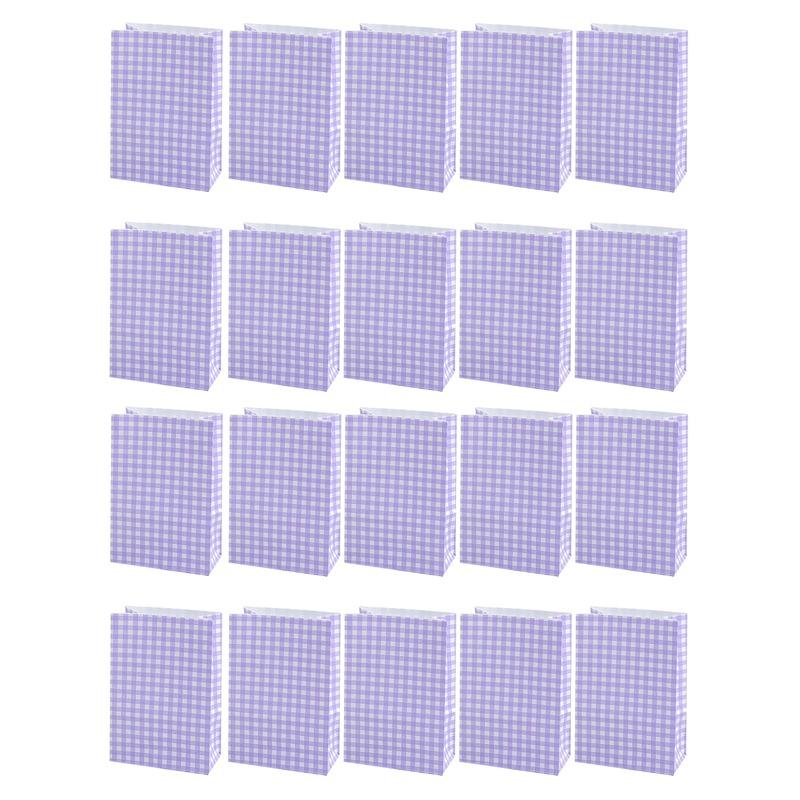 5/10/20 ST Färgglada Rutiga Papperspåsar För Fest Födelsedag Bröllop Shopping Presentpåse Kex Snacks Presentförpackning Dekoration