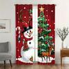 2 Pieces Red Christmas Pattern Window Curtains for Living Room Festive Christmas Balls Curtains for Your Home Decoration