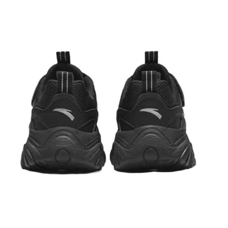 Anta Kids Synthetic Leather Comfortable Trendy Non-Slip Wear-Resistant Low-Top Casual Shoes Kids Casual Shoes Black Silver 312448816-4