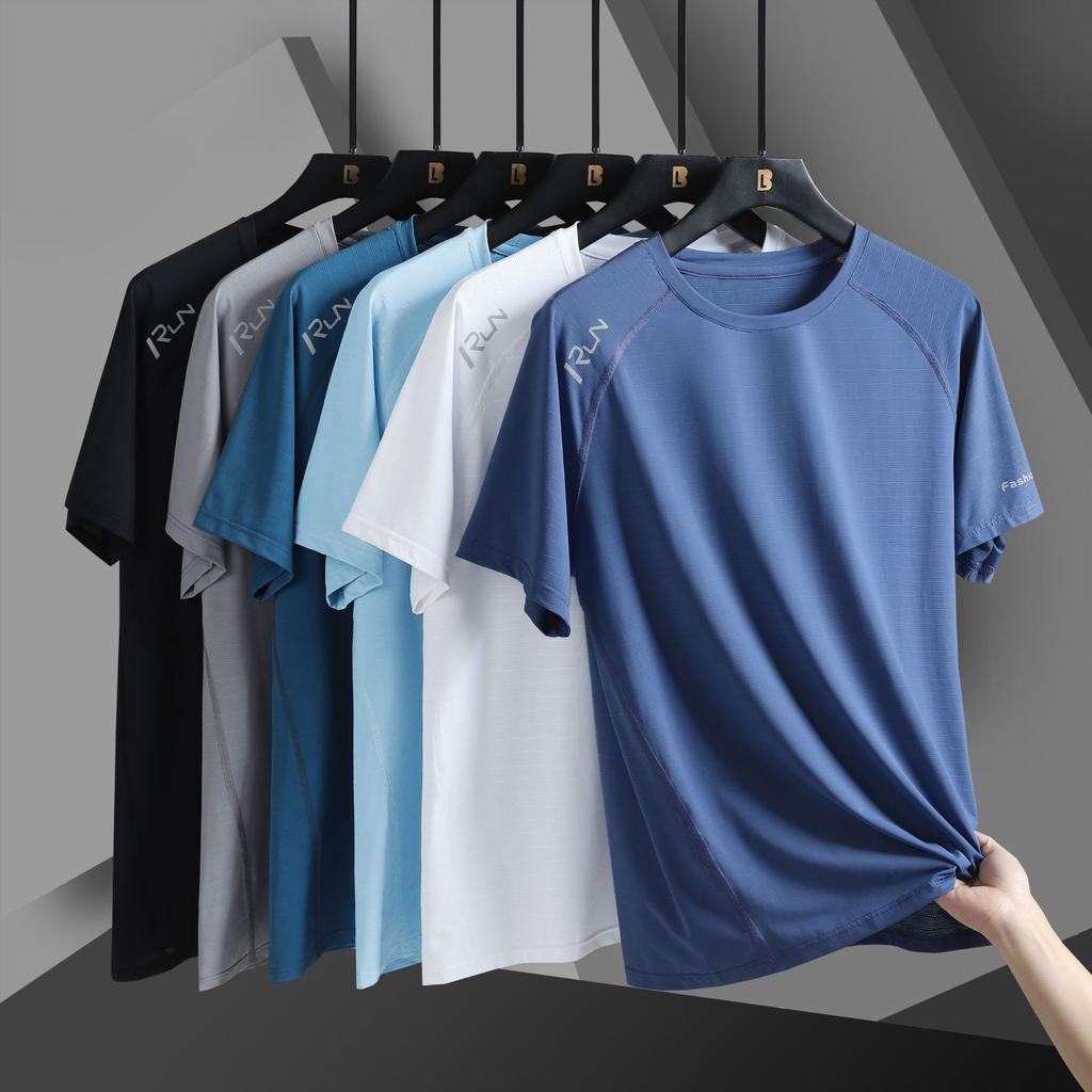Short Sleeved Breathable Ice Silk Short Sleeved Summer Sports and Leisure T-shirt