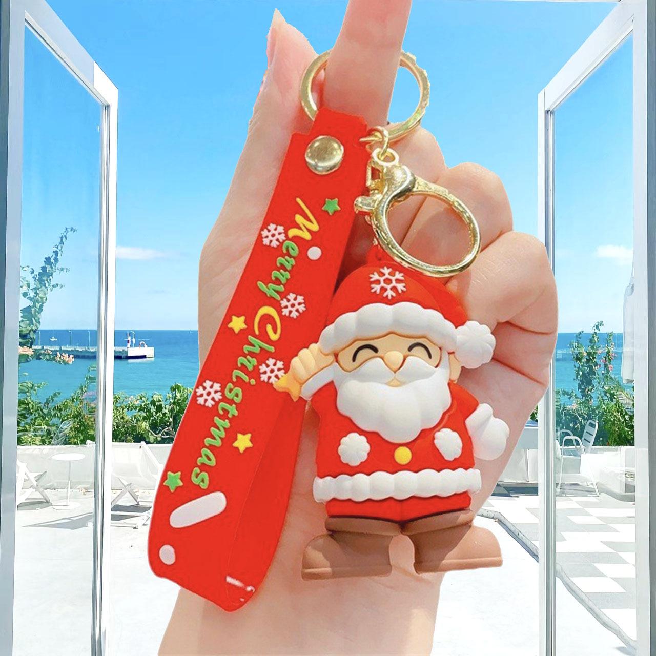 

Брелок с мультяшной рождественской тематикой, подвеска, сумка, автомобильный брелок, аксессуары, рождественские подарки, брелок в виде оленя и снеговика Санты