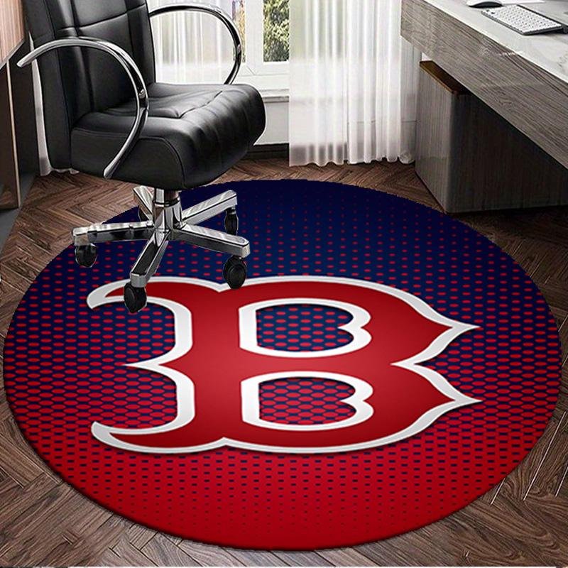 1PC Red Sox Emblem Round Rug, Non-slip Chair Mat, Home Decor, Circle Carpet Perfect for Office, Bedroom, Living Room,Christmas gift