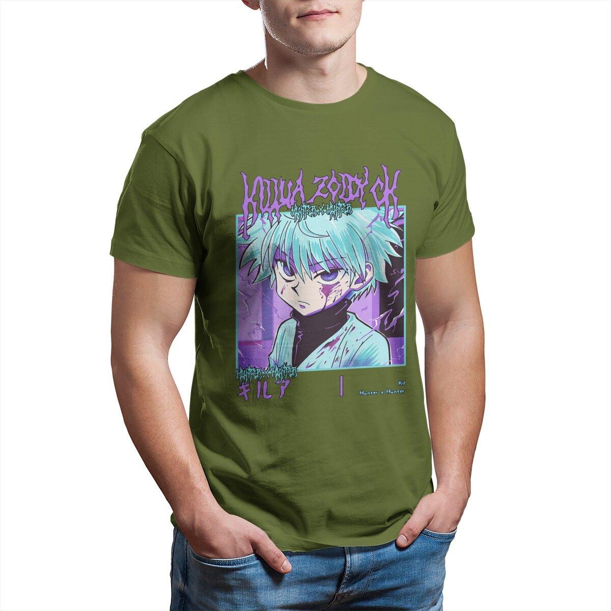 

Killua Zoldyck HUNTER×HUNTER T-Shirts Men Japanese Anime 100% Cotton Tees Crew Neck Short Sleeve T Shirt Plus Size Clothing 4XL