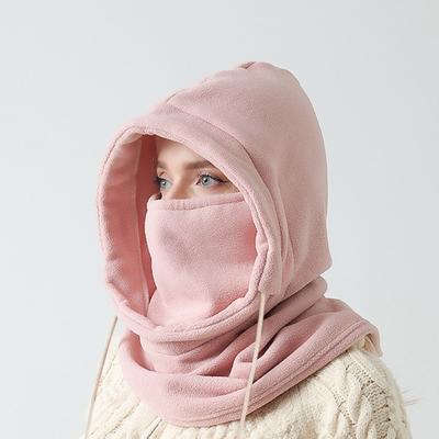 Women Fleece Cycling Hat Scarf Drawstring Camping Cycling Ski Balaclava Skull Hooded Beanie Bonnet Neckerchief Hood Full Head Cover Scarf Neck Warmer