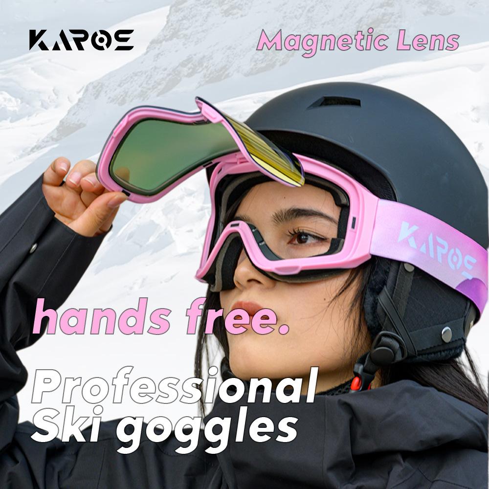 KAROS Flip-up ski goggles, unisex, winter anti-fog eyewear, snow goggles, suitable for snowboarding, mountaineering, and hiking