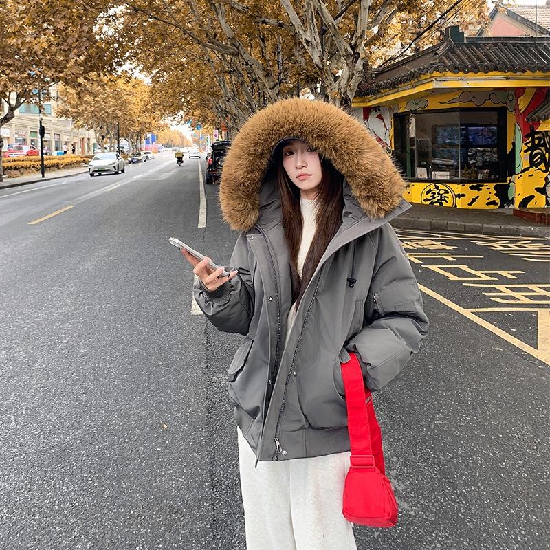 Women's Vintage Pie Overcomes Fur Collar Jacket Hooded Thickened Winter Down Cotton