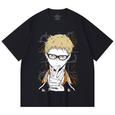 230 Gsm 100% Cotton Haikyu V4 Tsukki Print Unisex Heavy Cotton T Shirt