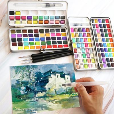 1 Set Solid Watercolor Set Solid Concentration 50/72/90 Colors DIY Portable Artist Life Drawing Painting Solid Pigment Set School Supply