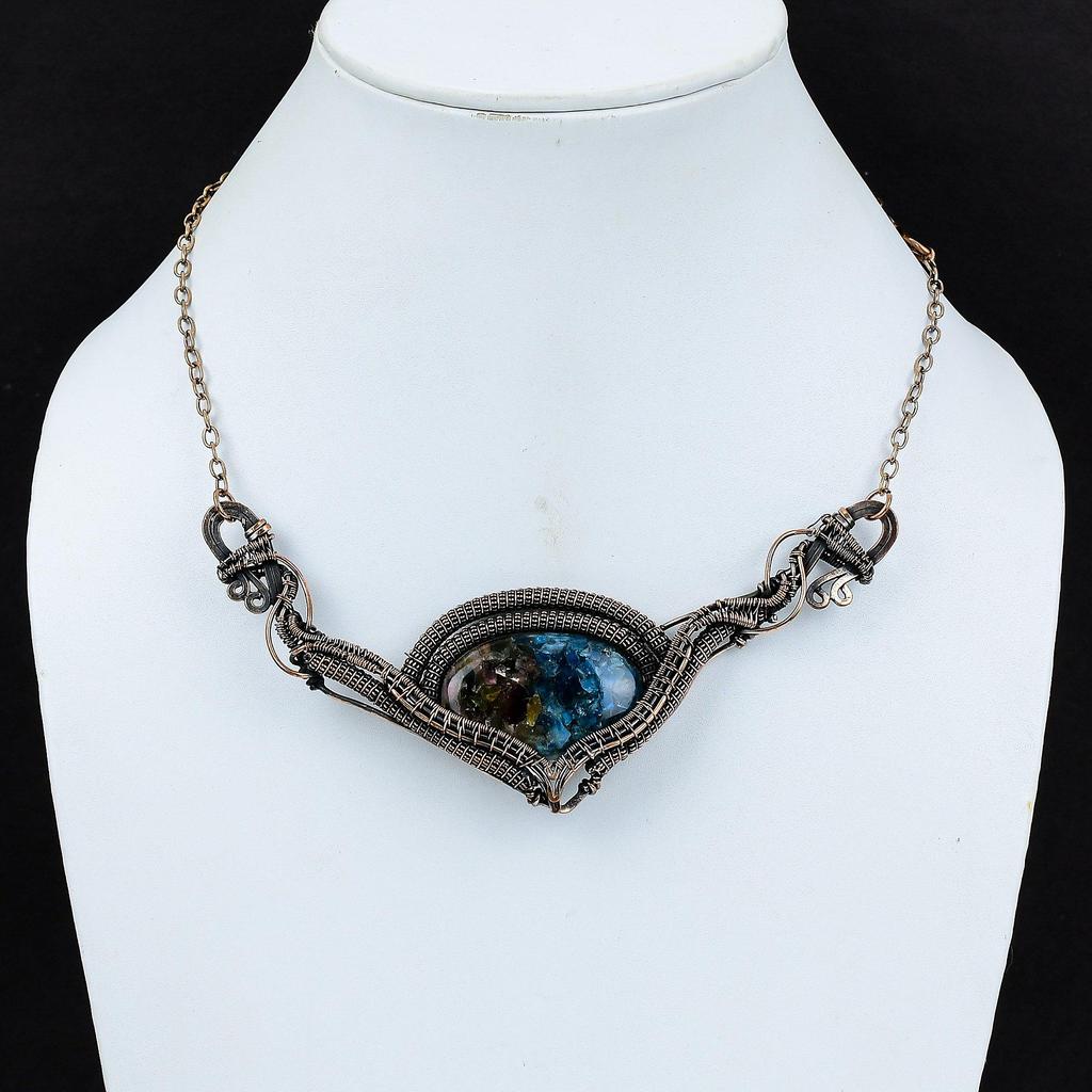 Watermelon Tourmaline Necklace Copper Wire Wrapped Jewelry Adjustable Chain Necklace Handmade Gemstone Necklace Copper Wire Wrapped Necklace