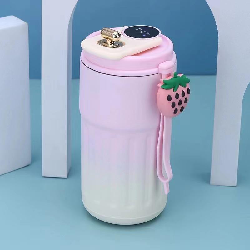 Temperaturanzeige Kaffeetasse Edelstahl Isolierbecher Hoher Wert Männer und Frauen Doppelschichtiger Wasserbecher Tragbarer Becher