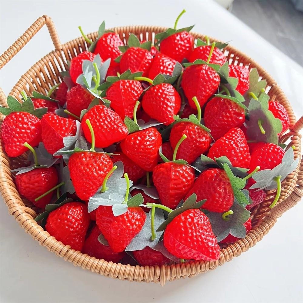10Pcs Fruit Ornament Artificial Strawberry Decorative Simulation Strawberry Kitchen Cabinet