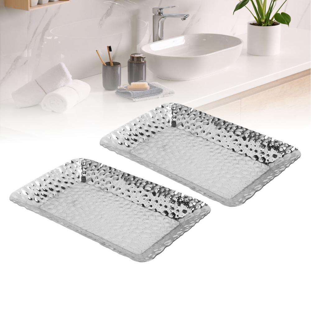 2Pcs Anti-spill Edge Food Serving Plate Thickened Organizer Tray Display Dish  Bathroom