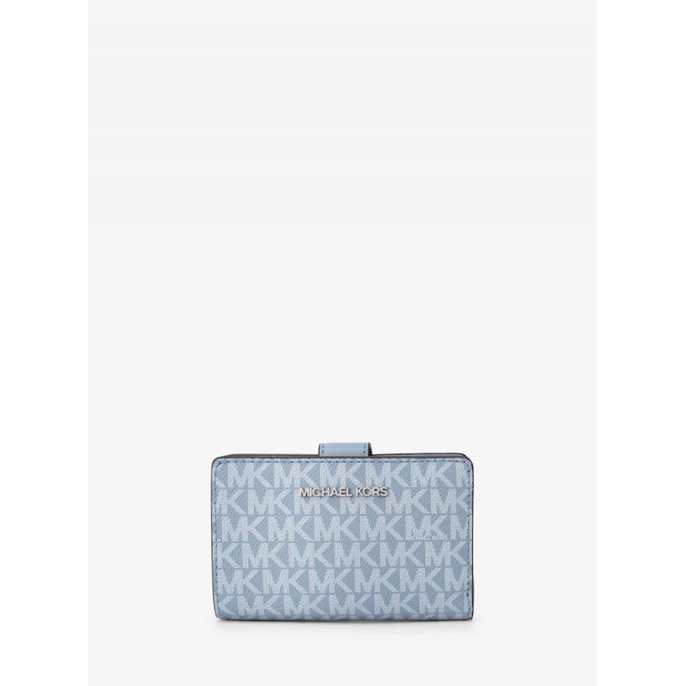 

Michael Kors [japan Limited] Jet Set Travel Billfold Zip Compact Wallet Medium Mk Signature 35s3stvf6o1376 Pale Blue F