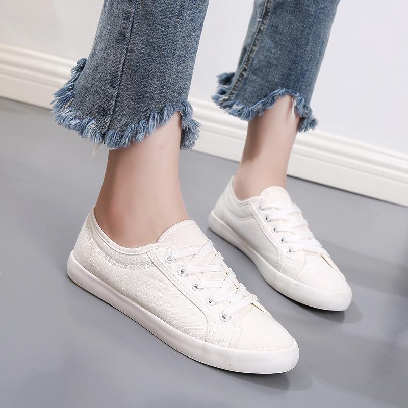Yuanbu C030 Low-Top Breathable White Canvas Sneakers - Unisex Casual Lace-Up Shoes
