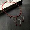 Gothic Punk Red Blood-drop Crystal Beaded Tassels Pendant Necklace for Women Hallowmas Party Retro Charm Collar Chain Jewelry