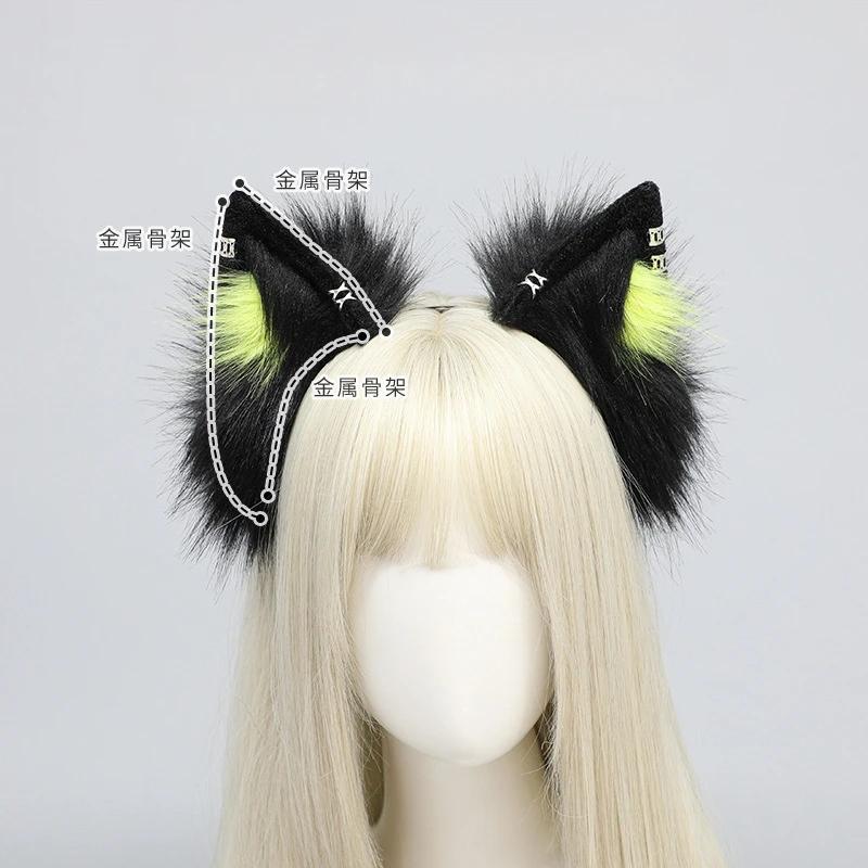 New Lolita Faux Fur Cat Ear Headband Anime Costume Plush Hair Hoop for Music Festival Halloween Accessories Party Cosplay Props