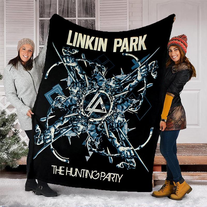 1pc Linkin Park1 Theme Blanket - Digital Print, Polyester, Cozy for All Seasons, Perfect for Outdoor, Camping, and Travel