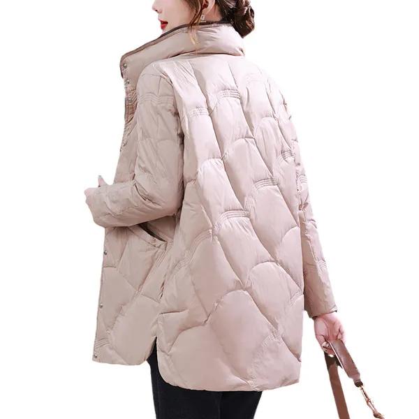 White Duck Down Down Jacket Women's Mid-length Winter New Large Size Stand-up Collar Jacket Women