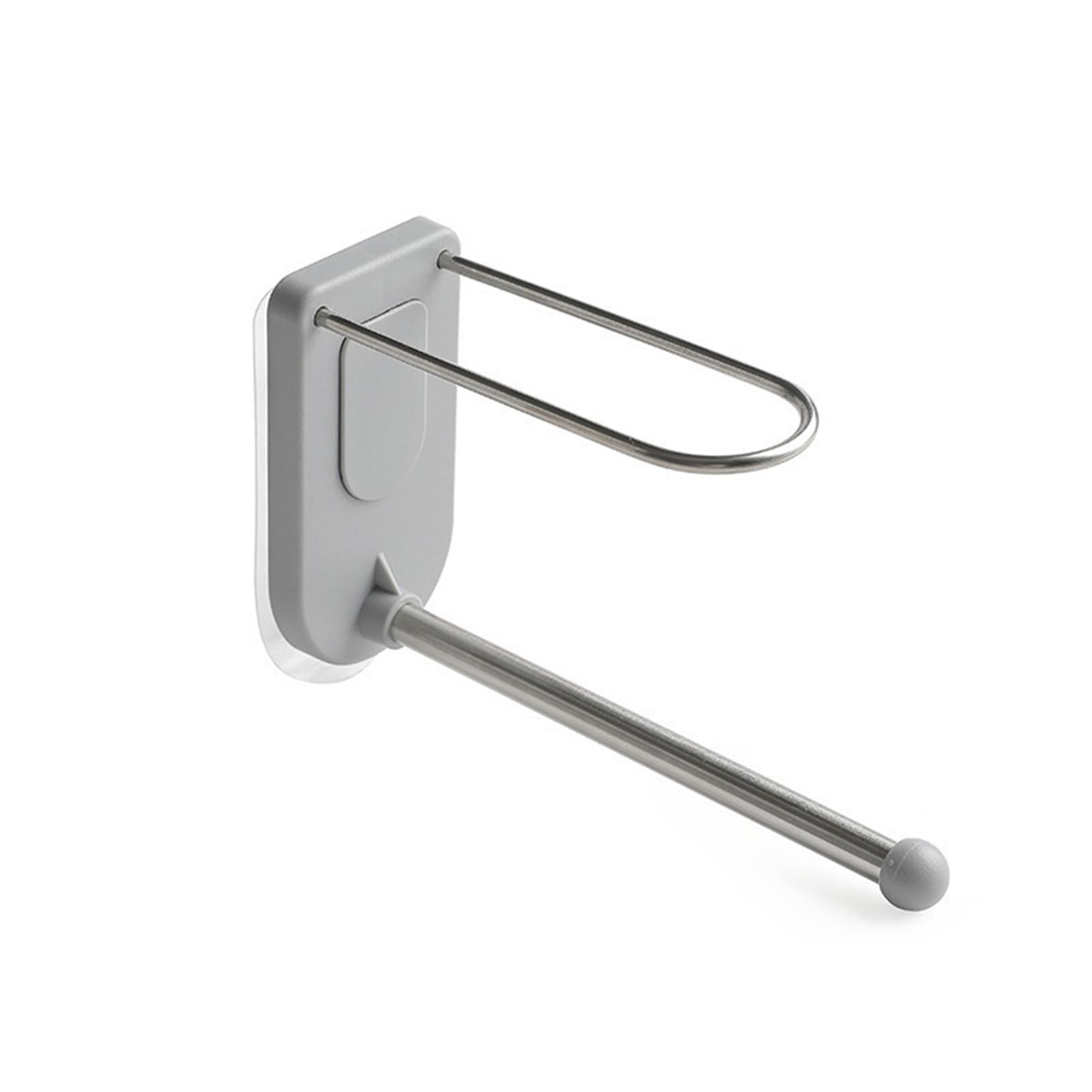 

Wall Mounted Clothes Hanger Organizer Rack 2 Layer Stainless Steel Adhesive Storage Holder Stacker сірий колір