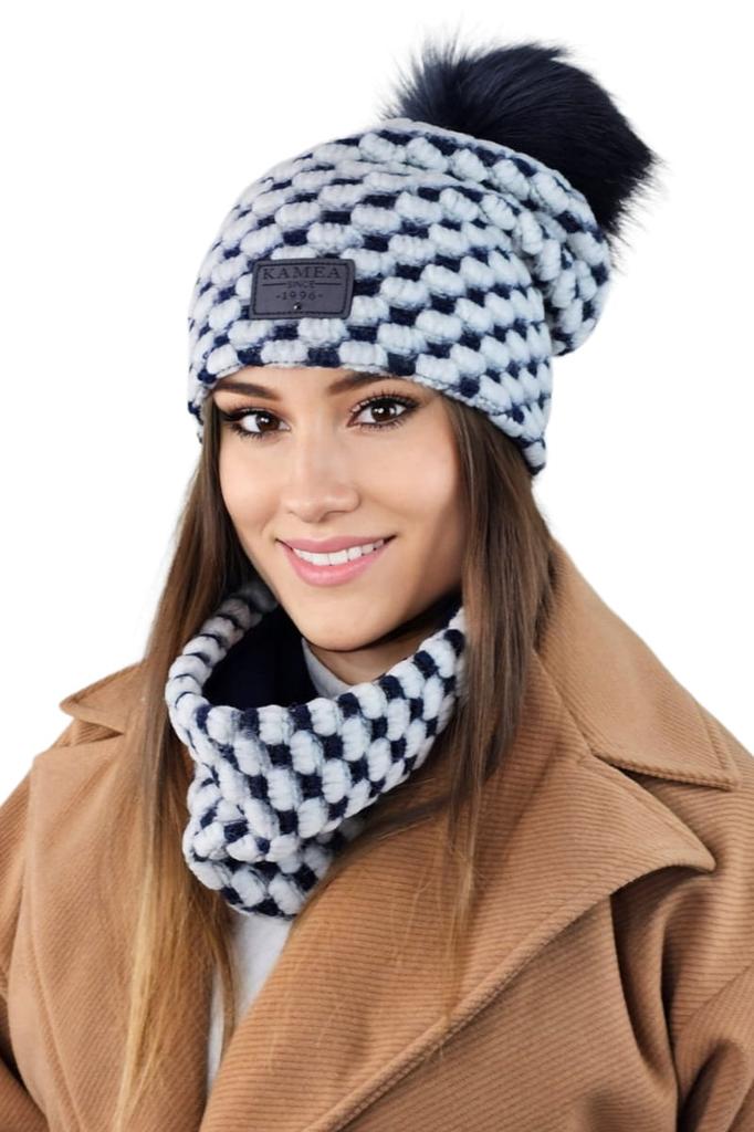 Imelda Winter Fleece Set Hat with Neck Warmer, Ecru Color