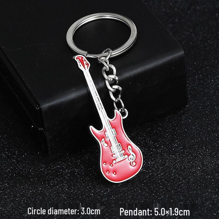 European & American Rock Guitar Keychain: Hip Hop Drip Oil Alloy Pendant Charm for Women's Bags