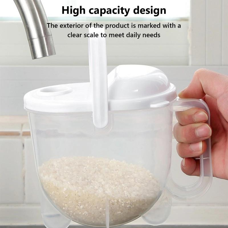 Rice Washer Hand-Free Washing Rice Basin Sieve Plastic Panning Basket With Draining Rinse Type Rice Cleaning Device