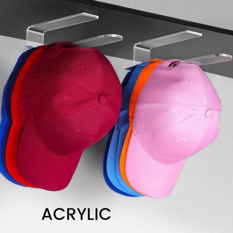 2er-Pack Klebrige Klare Hut-Haken Display- und Aufbewahrungsständer für Baseballkappen Acryl-Hut-Organizer für Männer Frauen