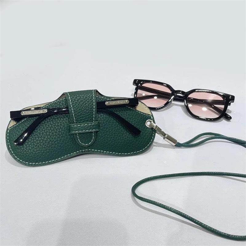 1PC Waterproof Sunglasses Bag Portable Hanging Neck Glasses Storage Case Fashion PU Leather Eyeglasses Pouch For Women Men
