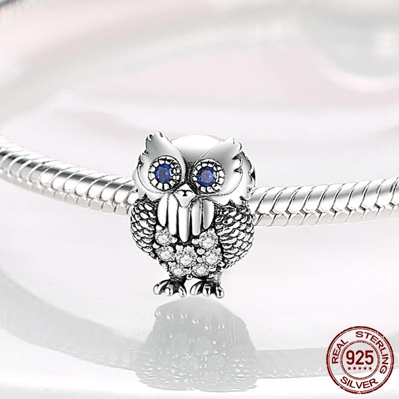 Authentic Design Owl Decorative Charms Genuine Copper Enamel Owl Nighthawk Charm Decorations Bead Elements Accessories Bracelets Metal Jewelry