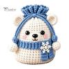Christmas Pouch Craft Set Crochet Kit, DIY Santa Snowman Pouch, Cute Penguin Elk Bear Knitting Supplies Designs, Storage Bag Kit for Beginners,