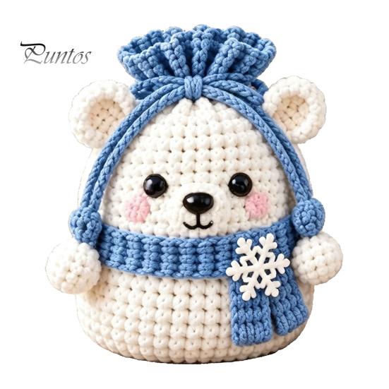 Christmas Pouch Craft Set Crochet Kit, DIY Santa Snowman Pouch, Cute Penguin Elk Bear Knitting Supplies Designs, Storage Bag Kit for Beginners,