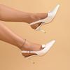 NEW Summer Women Sandals Split Leather Shoes for Women Pointed Toe Thin Heel Shoes Cover Toe Slingback Bow-knot Women Shoes