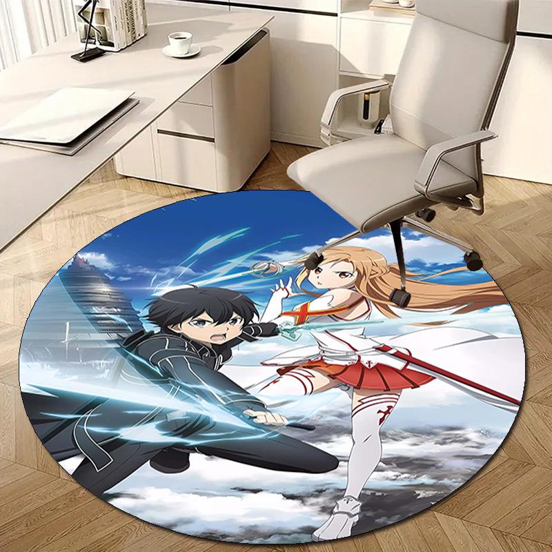 1pc Sword Art Online2 Design Printed Area Round Carpet for Bedroom Living Room Home Decor Rugs Mat Non Slip Mat Rug for Bedside