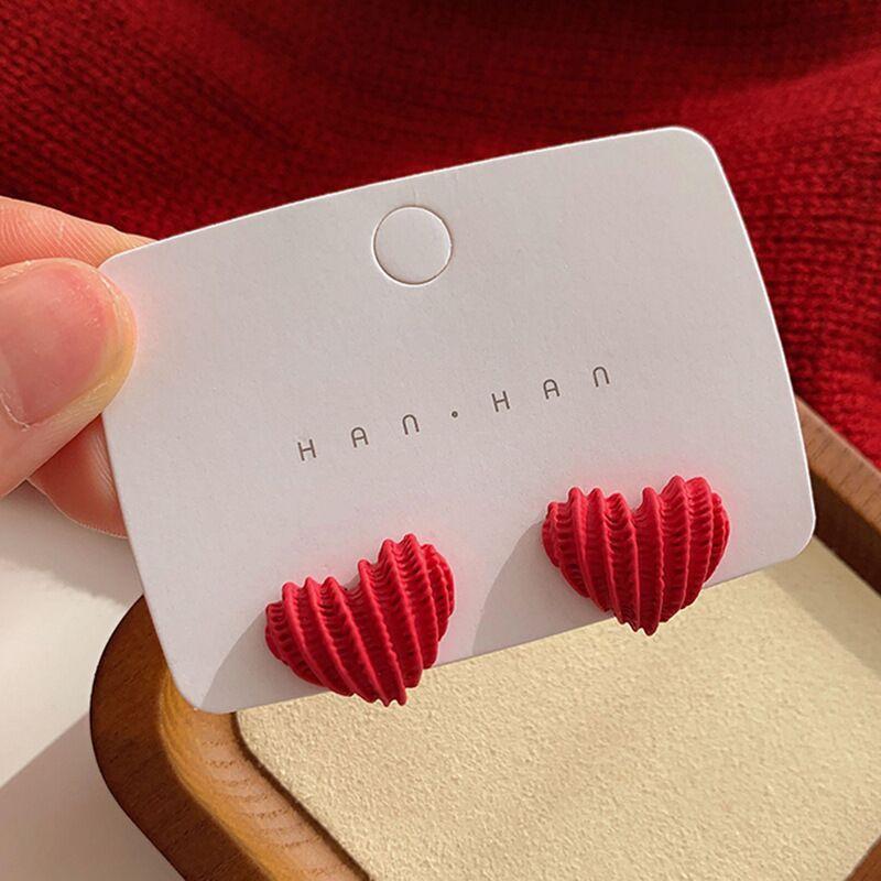 Heart-shaped Stud Earrings Candy-colored Love Shaped Earrings Multicolor Simple Geometric Style Stud Hoop Earrings For Wome