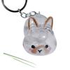 Clear Rabbit Shape Pet Hair Memorial Keychain Portable Keepsakes Storage Box Pendant With Tweezer For Pet Owners Gift