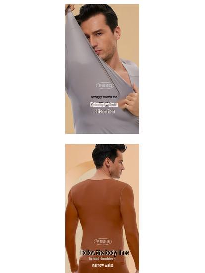 Pánská podzimní/zimní sada pro zkrášlení pleti: Hřejivé spodní prádlo s kyselinou hyaluronovou, Ultratenké, Neviditelné, Antistatická základní vrstva, Oblečení vyživující pokožku.